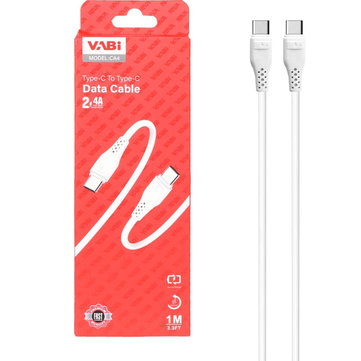 کابل شارژ فست VABI Type-C to Type-C مدل CA4 - سفید