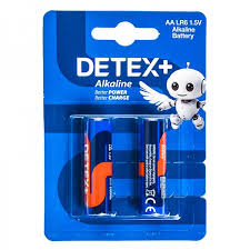 باتری قلمی آلکالاین دیتکس (+DETEX) مدل Alkaline 1.5V LR6 AA بسته 2 تایی