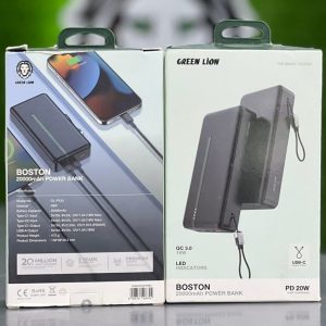 پاور بانک green lion مدل boston با ظرفیت 20000 و سرعت 20 وات
